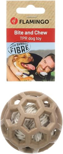 Flamingo Hundespielzeug – Wilga Ball Braun – TPR+Bambus, Ball innen – Ø 7,6 cm