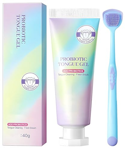 Tongue Cleaner Gel with Tongue Brush, Adult Oral Gel Kit, Gentle, Removes Bad Breath and Provides Oral Care, Easy to Use