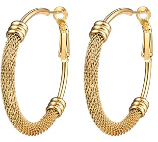 PROSTEEL Damen Creolen Ohrringe 18k vergoldet 40mm Runde Kreis Kreolen Hoop Earrings einzigartiges Ohrschmuck Accessoire für Cocktailparty Tanzball