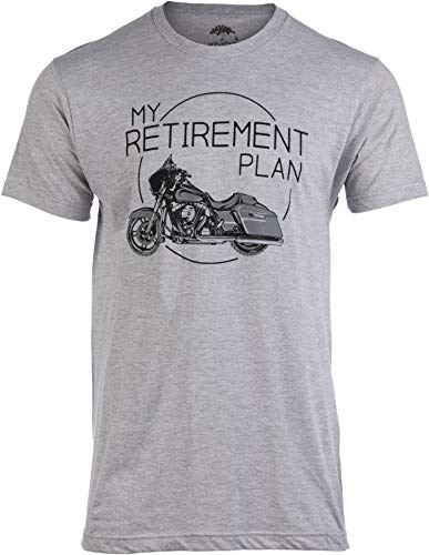 My Retirement Plan (Motorcycle) - Funny Biker Riding Rider Retired Man T-Shirt-(Adult,M) Heather Grey