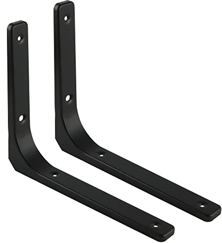 Sayayo Shelf Bracket Corner Brace Angle Bracket Shelf Support Wall Hanging 300mm*250mm, Metal Matte Black Finished, 2 Pcs