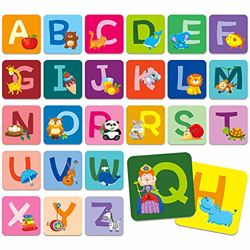 SpriteGru Memory game alfabeto, gioco di abbinamento (26 coppie, 52 pezzi totali), carte da gioco da abbinare con lettere maiuscole e minuscole, giocattolo educativo per i più piccoli.