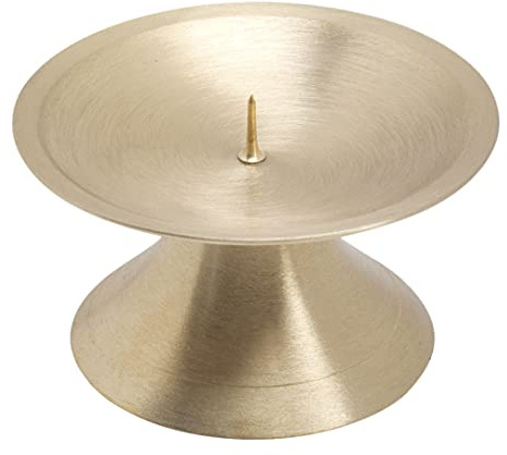 NKlaus candeliere a disco Ø9cm ottone dorato candeliere opaco candeliere da altare con puntale 10716