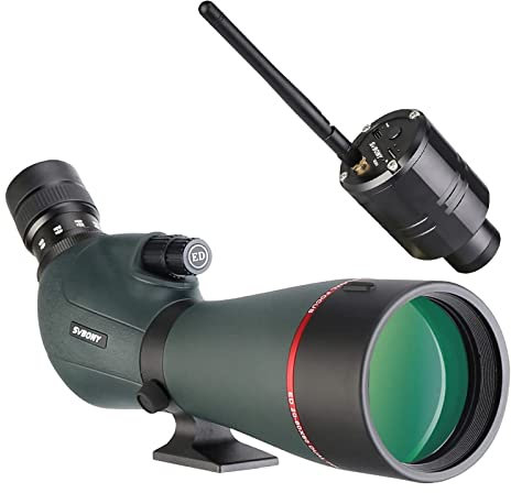 Svbony SV406P 80ED Spektiv mit 2MP WiFi Kamera, Dual Fokus, Austauschbares 1,25 Zoll Astronomie Okular, ED Glas BaK4 Prisma FMC Optik wasserdichte Spektive für Vogelbeobachtung