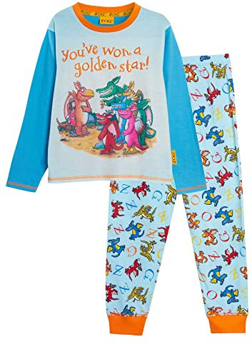 Zog Kids The Dragon Pyjamas Boys Full Length Pjs Girls Nightwear Set Unisex Matching Loungewear Blue/Orange 4-5 Years