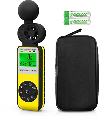 INFURIDER Digitaler Anemometer Windmesser Hand, Hitzestress WBGT-Messgerät Windmessgerät Misst Windgeschwindigkeit/Windtemperatur/Luftfeuchtigkeit, Windgeschwindigkeitsmesser für Industrie und Outdoor