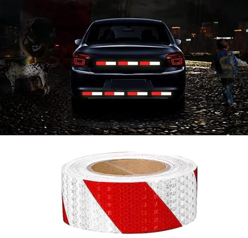 NOLACE Ruban Réfléchissan Rouge et Blanc 10m x 5cm, Bande Reflechissante | Autocollante, Réfléchissant Adhésif, Autocollants Réfléchissants, Avertisseur de Signalisation
