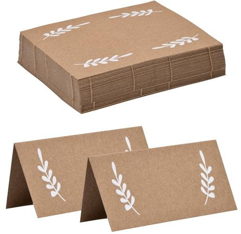 Wisebom 60 Pezzi Segnaposto In Carta Kraft Biglietti Segnaposto Matrimonio Segnaposto Marrone Biglietti da Visita Kraft Cartellini Segnaposto da Tavolo per Matrimoni, Feste