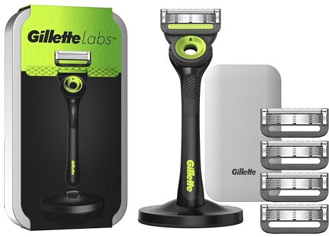 Gillette Labs Herrenrasierer mit integrierter Stange, Reisetasche, 5 Ersatzklingen