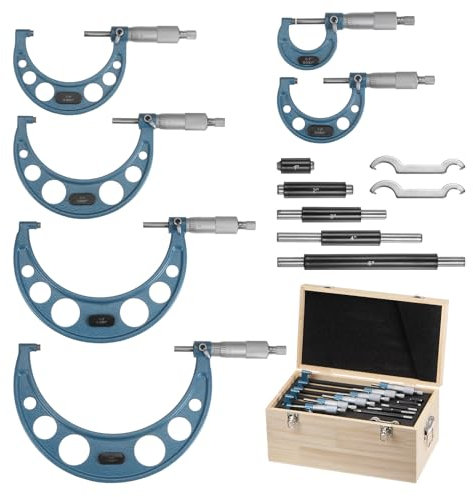 sourcing map Outside Micrometer 0-1 1-2 2-3 3-4 4-5 5-6 Measuring Tool 0.0001 Graduation 6in1 Set