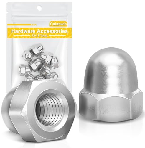 Hutmuttern, Caianwin DIN 1587 Hutmutter Edelstahl A2 Sechskant-Hutmuttern für Schrauben, Gewindestangen, Gewindebolzen (10, M8)