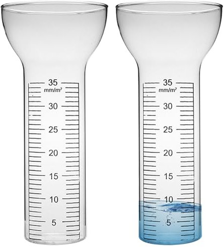 Regenmesser 2pcs Regenmesser Ersatzglas Glas Regenmessrohrmit klaren Markierungen 35 mm trichterförmige Regenmessgeräte fürGartenwasseranzeige im Freien im Freien fürRegen
