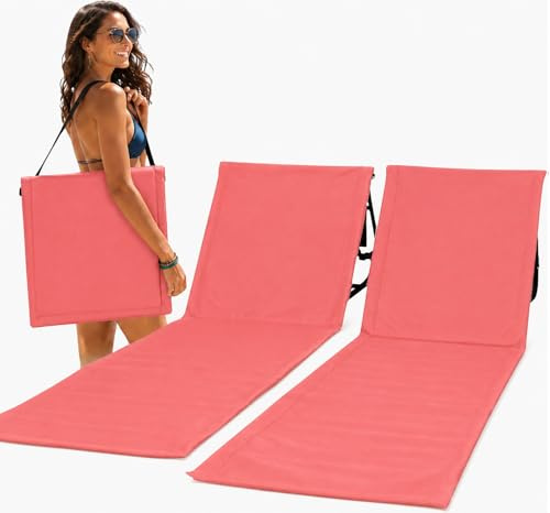 Intimo Living - Set di 2 lettini da spiaggia con schienale regolabile in continuo, i tappetini da spiaggia riempiti con schiuma confortevole sono ultraleggeri e pieghevoli per risparmiare spazio