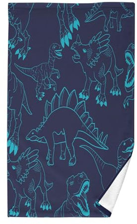 Hand- und Gesichtstücher, Badetücher, Badetücher, kleiner Waschlappen, 40,6 x 71,1 cm, Dinosaurier-Dino-Muster, marineblau