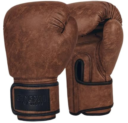 F Fityle Gants de Boxe pour Hommes et Femmes, Gants de Frappe, Gants d'entraînement de Boxe Confortables, Gants de Sparring pour entraînement à Domicile, Gym, Marron 10 Oz