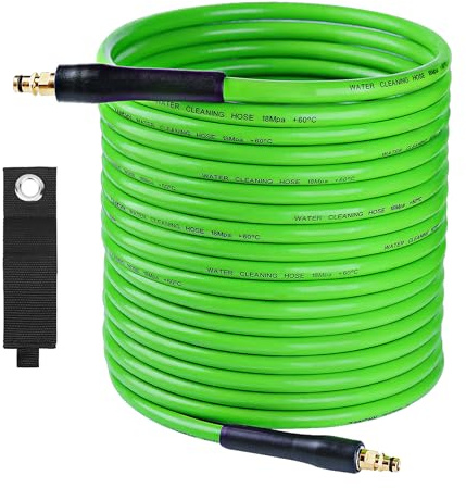 MATXREE 20M Hochdruckreiniger Schlauch für Kärcher, Jet Washer Verlängerungsschlauch mit Klick-Typ Stecker Schnellanschluss, grüner Ersatzschlauch für Kärcher K2 K3 K4 K5 K7 Ersatzteile