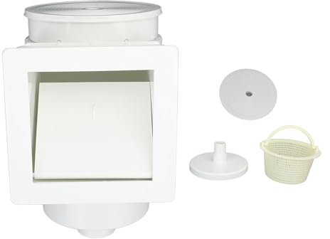 Segrehy Piscina Skimmer Largo Bocchetta Design Multi Funzionale Efficienza Skimmer a Parete a Parete per la Parete per Il Cemento e Piscine Materiale in PVC da 1,5 Pollici Filettatura