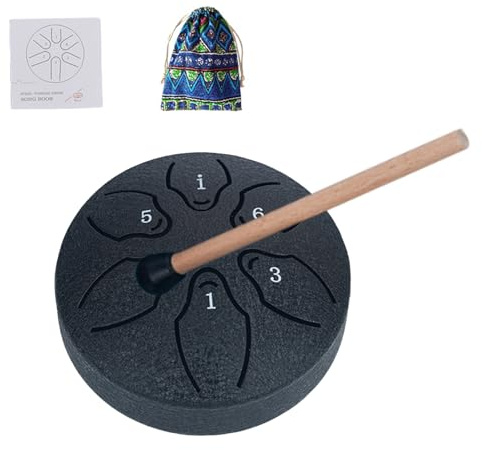 Ståltungtrumma | 6-anteckning 3- A-nyckel eterisk trummor | Handpan slagverk instrument med klubbor, musikbok | för yoga, konserter, musikutbildning, meditation, nybörjare