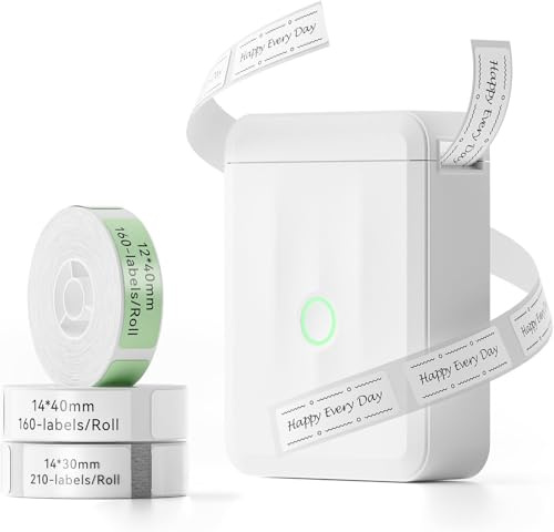 NIIMBOT D110 Mini Etichettatrice con 3 rotolo Etichette, Stampante di Etichette Bluetooth, App Versatile con 60+ Caratteri e Oltre 1000+ icone, per Organizzare Casa, Cucina, Scuola e Ufficio