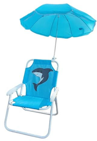 Sedia pieghevole per bambini, da campeggio, portatile, con ombrellone, da giardino, da picnic, per viaggi all'aperto, terrazza, piscina, picnic