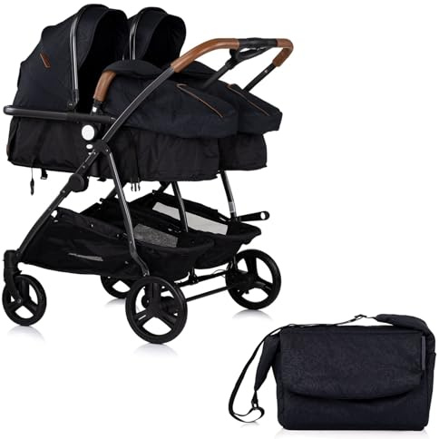 DUO SMART Passeggino per gemelli o bambini di età vicina, larghezza 79 cm Nero senza cosy