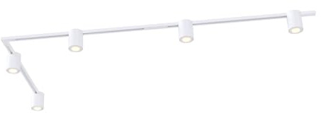 Ledvion - Sistema de rieles iluminacion, 3m, Carril Monofasico, Sin bombilla GU10, Blanco, 5x spot GU10 orientabili, Lampara techo, plafon led techo cocina