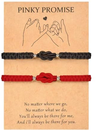 FENGCHUANG 2 stycken bästa vän armband intim gåva partnerarmband handvävt vänskapsarmband justerbar present bästa vän armband för flickvän man fru (röd/svart)