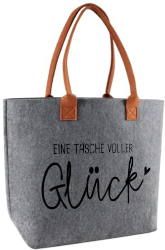 Ysound kvinnor gåvor stor filtväska med slogan en väska full lycka, shopper-väska av filt, filt väska för kvinnor, gåva till kvinnor mamma flickvän kollega på födelsedag, semester, inflyttning