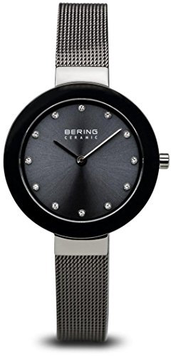 BERING Damen Analog Quarz Ceramic Collection Armbanduhr mit Edelstahl Armband und Saphirglas 11429-389