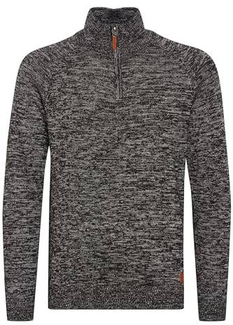 BLEND BHDanovan Homme Pull en Maille Fine Pull à col Troyer Fermeture éclair Poignets côtelés Mélange de Coton Regular Fit