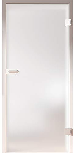 HORI® Glastür Komplettset inkl. Zarge und Türgriff | Satinierte Dreh-Tür aus 8 mm hochwertigem ESG Glas |inkl. Türschloss und Montagematerial | DIN rechts I 1972 x 709 x 100 mm