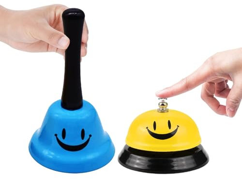 2pcs Tischglocke,Liwein Metall Handglocke Service Tischklingel Glocke Rezeptionsklingel für Restaurant Küche Hotel Bars Tischglocke