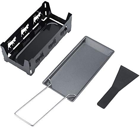 Mini Raclette 2 Persone Set Formaggio Fuso, Formaggio Antiaderente Portatile con manico pieghevole per Cottura in Forno Set di Utensili da per casa
