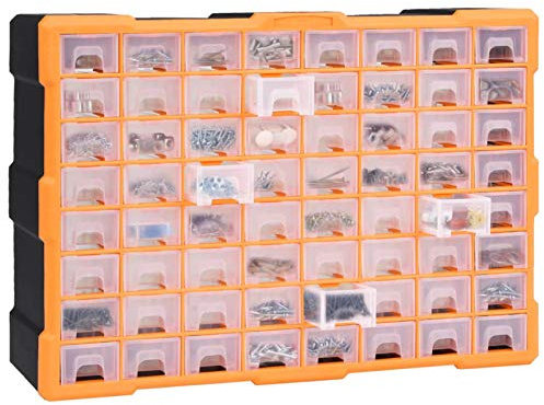 Tidyard Multi-Schubladenschrank Ordnungssystem, Kleinteilemagazin Stapelboxen Schüttenregal Sichtlagerkästen Lagersystem mit 64 Schubladen