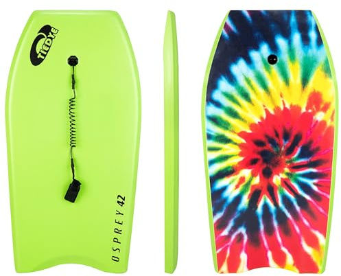 Osprey Bodyboard da 106,7 cm per Adulti, Leggera tavola Boogie Board con guinzaglio, Nucleo Resistente per Surf e bodysurf, Verde