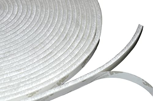 10M Guarnizione a Spazzola autoadesiva sigillante per Antivento Insonorizzato Anti-zanzara, Striscia di Tenuta per Porte Finestre Armadio e Guardaroba (7mm x 12mm, Bianco)