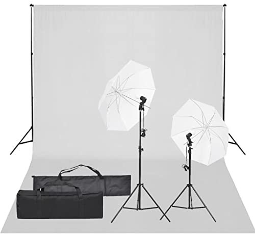 vidaXL Kit de Estudio Fotográfico con Set de Luces y Fondo Soporte Telón Pantalla Foto Video Sistema Lámparas Luz Iluminación Plegable