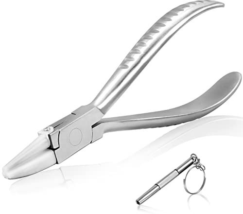SPEEDWOX Stainless Steel Half Round Plier - 6-Inch Round & Flat Nose Nylon Jaw Eyeglasses Repairing Pliers with Eyeglass Screwdriver