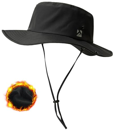 TOP-EX TOPEX XL/XXL Unisex wasserdichte Outdoor Hut Herren Wintermützen Warmes Fleecefutter UV-Schutz Sonnenhüte mit breiter Krempe Safari-Hut Angeln Wandern Boonie-Hüte 94600_Schwarz M/L