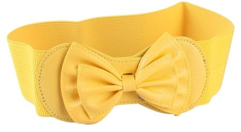 Dekorativer GüRtel FüR Frauen Elastische Taillengürtel for Damen, Schwarz, Rot, Gelb, Weiß, Bund, Schleife, Vintage-Gürtel for Kleider StoffgüRtel Damen (Size : 65-85cm, Color : Yellow)