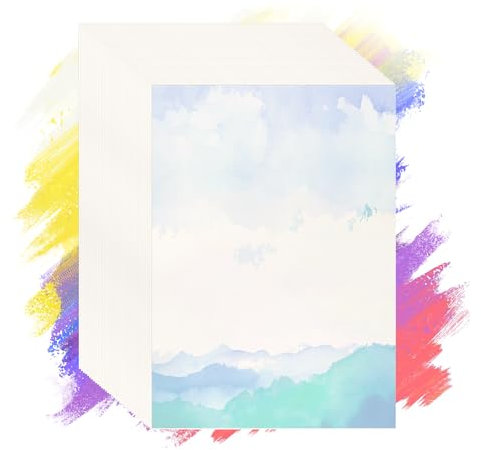 50 Sheets Watercolour Paper Bulk, Water Colour Paper 300 GSM White Painting Drawing Paper Hot Pressed for Students Artists Beginners Arts Crafts Painting Supplies, 5 x 7