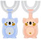 BEPSYOM 2 Pezzi Spazzolino Bambini,Spazzolino da denti a forma di U,Setole in Silicone in Silicone Morbido,Pulizia dei Denti per l'igiene Orale,spazzolino neonato,Braccialetti coordinati