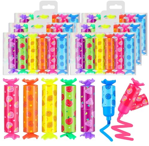 YSWOVUO Textmarker Mini, 36 Stück Bonbon Textliner Stifte für Kinder Schüler-6 Farben, Lustige Schreibwaren, Süße Kawaii Highlighter Marker für Geschenke Party Geburtstag Schule Mitgebsel-Füllungen