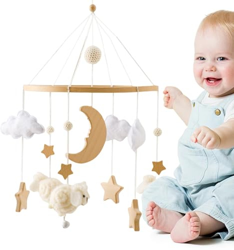 Mobile Bébé Pour Lit Musical Bohème Portable Apaisant 0-3 Mois Garçon et | Pendentif Berceau Musical Décoration neutre pour lit bébé naissance à 3 ans garçons filles chambre enfant lit