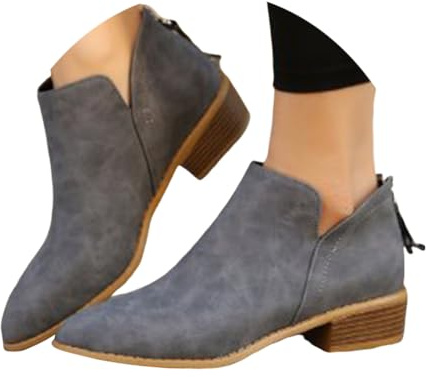 ticticlily Botines Mujer Cortas Botas de Tacón Bajo Casual Otoño Invierno Comodos Clásico Elegante Antideslizante Cómodos Boots Cremallera Vintage Fiesta Zapatos C Gris 40 EU