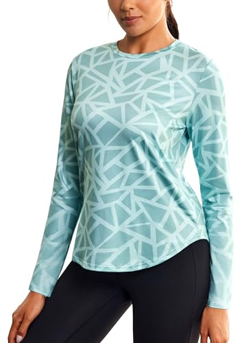 PINSPARK T-shirt de sport à manches longues pour femme - Séchage rapide - Fonctionnel - Pour le yoga, le fitness, la course - Léger et respirant, vert clair, M
