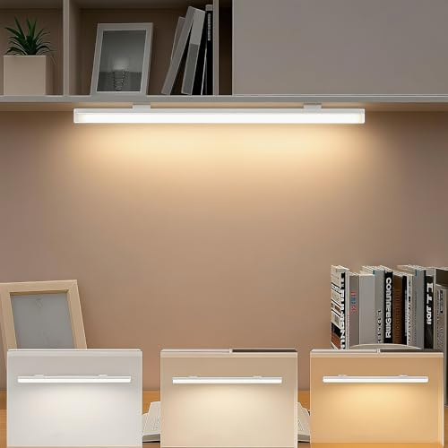 LED Light Strip 30cm Under Cabinet Lights 3 Colour Temperature Magnetic Under Kitchen Lighting Ultra-Thin USB Closet Light for Kitchen Cupboard Desk Bedroom Wardrobe Anti Blue Bight to Protect Eyes