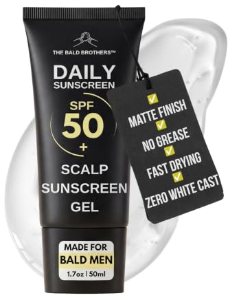 Daily Scalp Sunscreen Fragrance Free - SPF 50+ | Bald Head Care for Men | Everyday Face & Scalp Care | Matte, No Grease, Vegan | The Bald Brothers