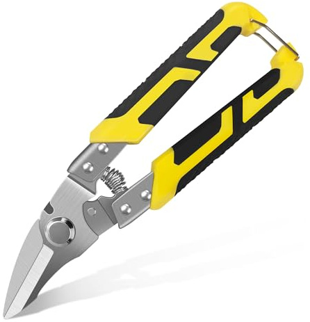 TUOLEWE 8.5 Inch Tin Snips Heavy Duty Scissors with Stainless Steel Blades and Safety Lock, Multi-Purpose for DIY & Home Projects