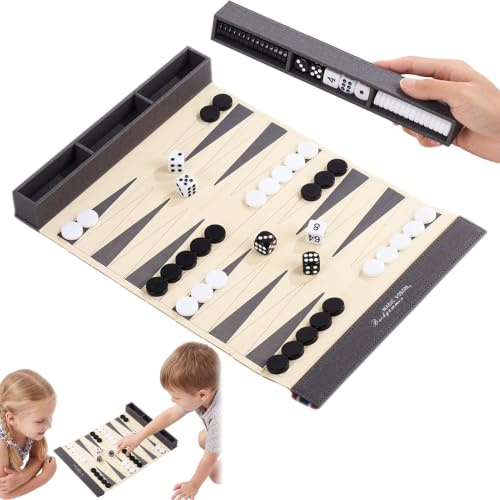 APLOS Backgammon Viaje con Caja de Almacenamiento, Figuras y Dados